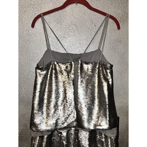 Banana Republic Platinum Sequin Dress Sz 4 Strapy Glam Cocktail Prom New Years - Picture 7 of 13